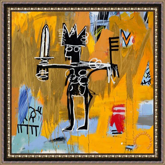 Jean-michel Basquiat Untitled (julius Caesar on Gold) Framed Painting