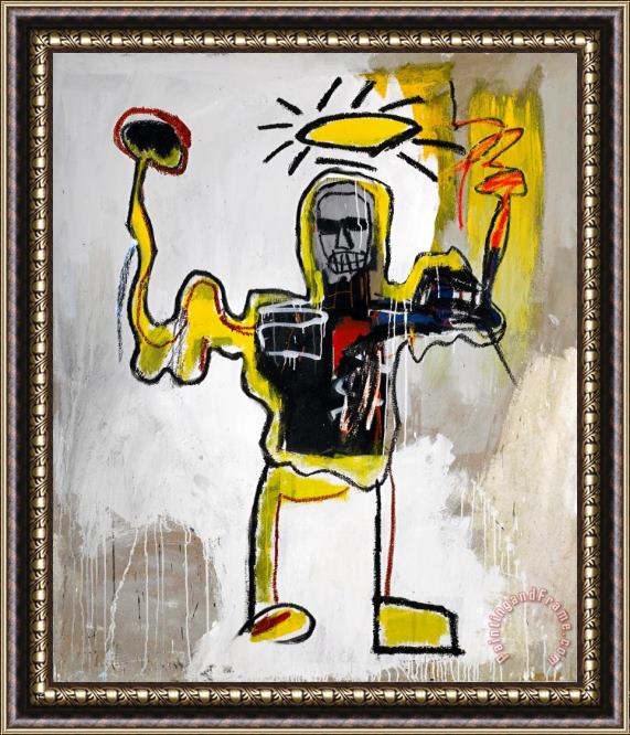 Jean-michel Basquiat Untitled (the Black Athlete) Framed Painting