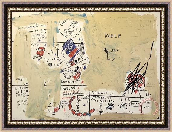 Jean-michel Basquiat Wolf Sausage, 1982 2019 Framed Painting
