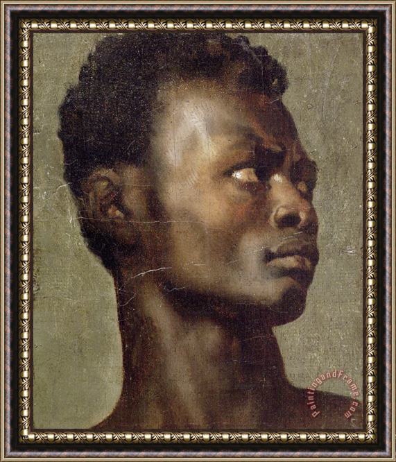 Jean Paul Flandrin The Head of an African Framed Painting