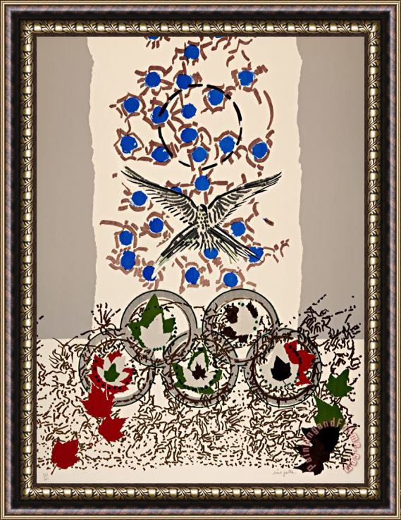 Jean-paul Riopelle Dove, From Official Arts Portfolio of The Xxivth Olympiad, Seoul, Korea, 1988 Framed Painting