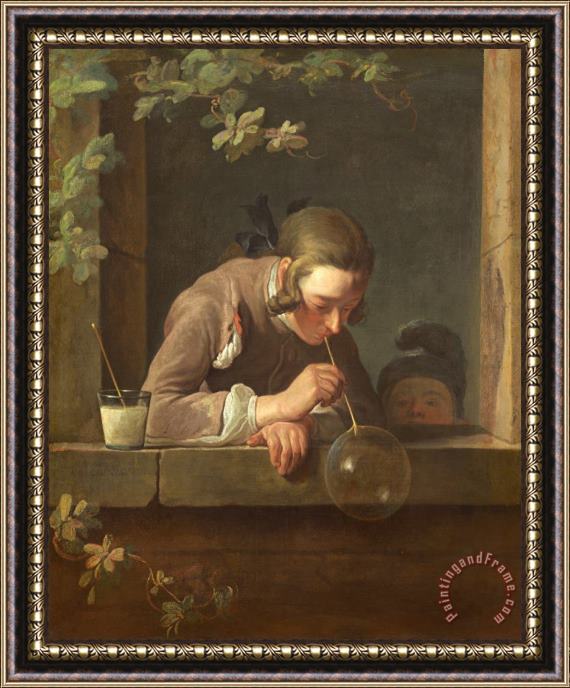 Jean-Simeon Chardin Soap Bubbles Framed Painting