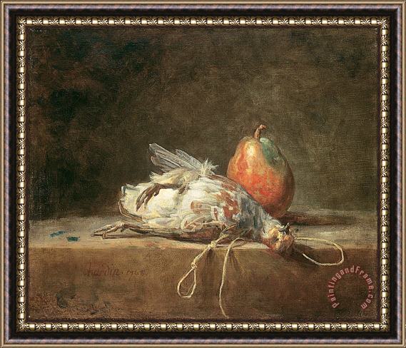 Jean-Simeon Chardin Still Life with Partridge And Pear Framed Painting