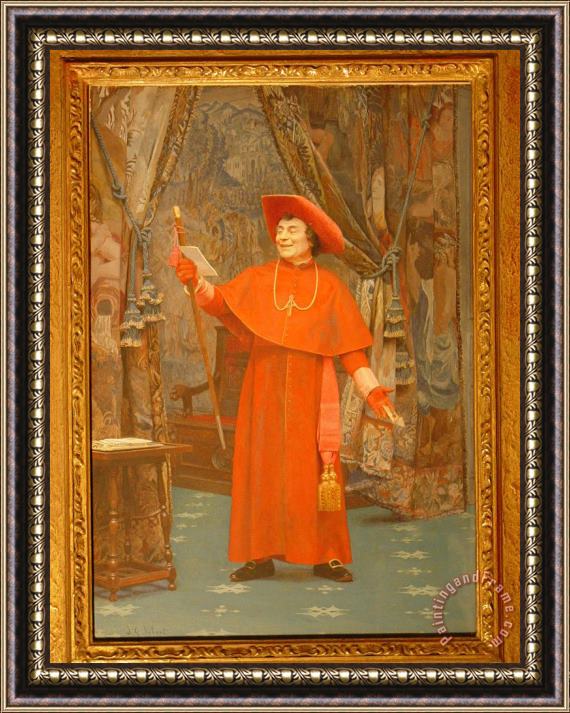Jehan Georges Vibert Cardinal, Reading a Letter Framed Painting