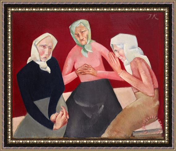 Jekabs Kazaks Three Old Ladies Framed Painting