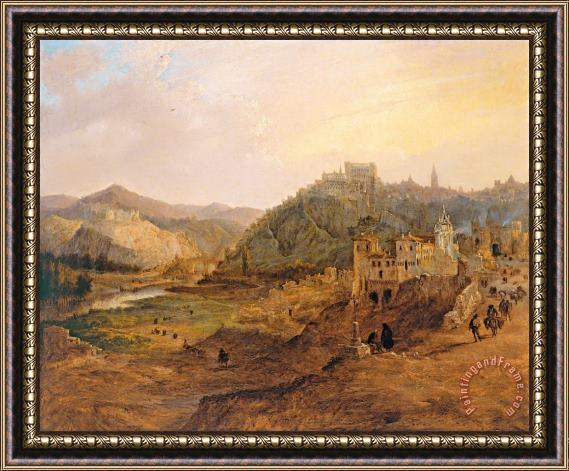 Jenaro Perez Villaamil General View of Toledo From The Cross of The Canons Framed Painting