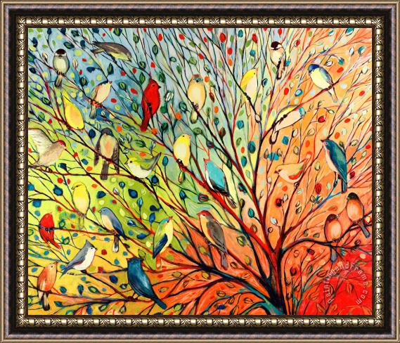 Jennifer Lommers 27 Birds Framed Painting