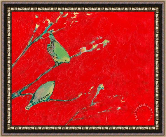 Jennifer Lommers Birds in Red Framed Painting