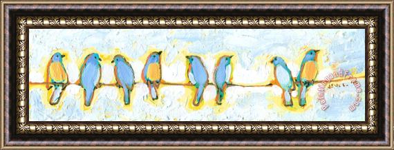 Jennifer Lommers Eight Little Bluebirds Framed Painting