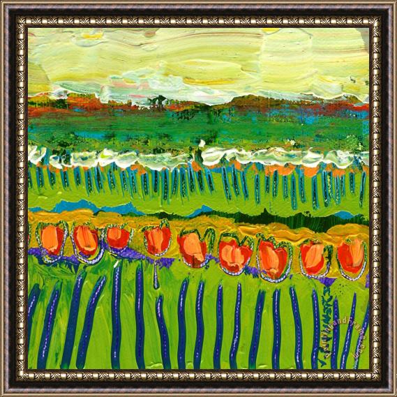 Jennifer Lommers Landscape in Green and Orange Framed Print