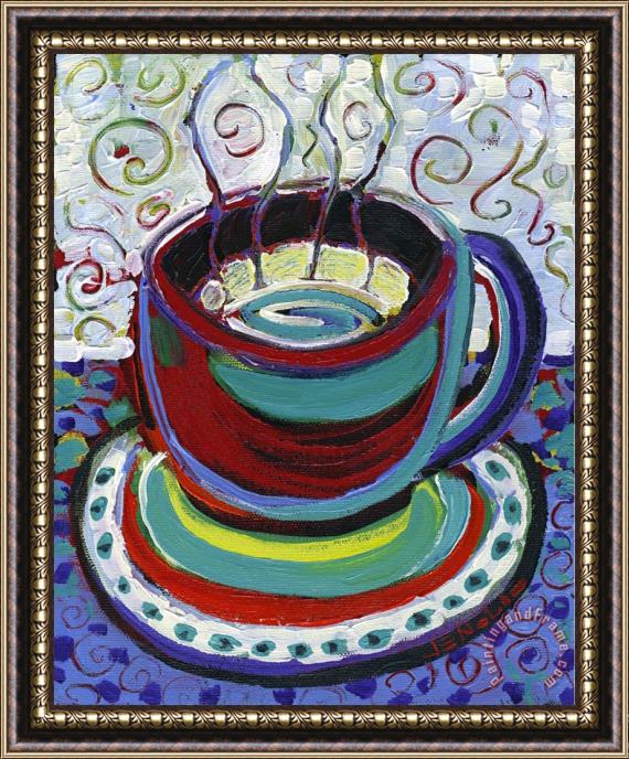 Jennifer Lommers Steaming Coffee Framed Painting