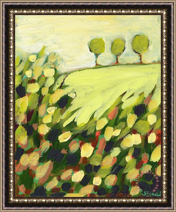 Jennifer Lommers Three Trees on a Hill Framed Painting