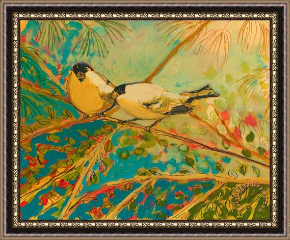 Jennifer Lommers Two Goldfinch Found Framed Painting