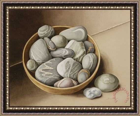 Jenny Barron Bowl Of Pebbles Framed Print