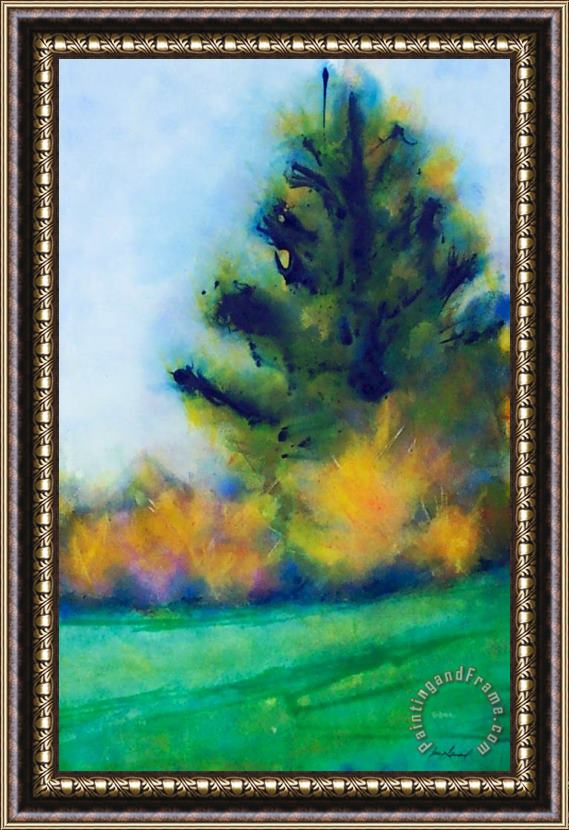Jerome Lawrence Blue Tree Framed Painting