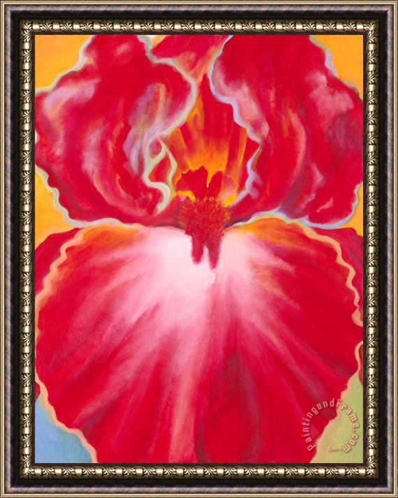 Jerome Lawrence Queen II Red Iris Framed Painting