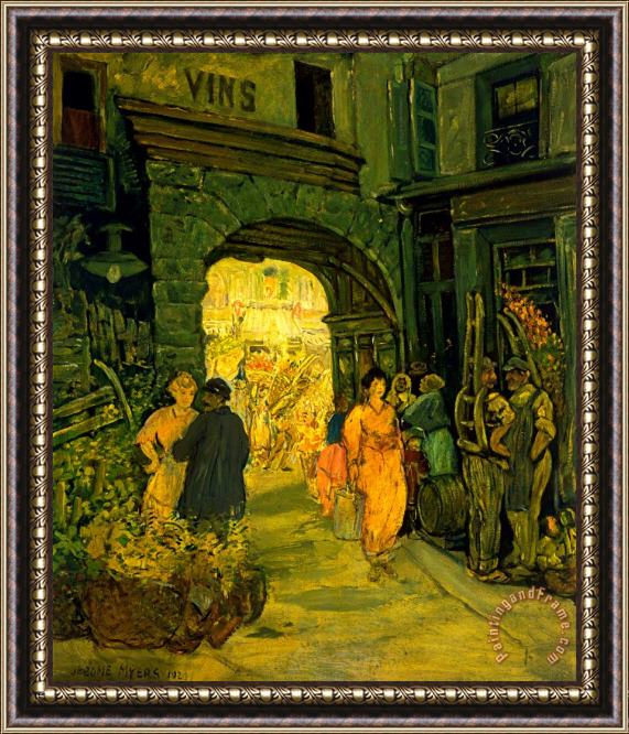 Jerome Myers Market in Paris Framed Painting