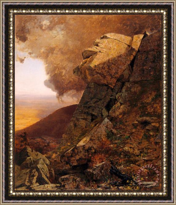 Jervis McEntee A Cliff in The Katskills Framed Painting