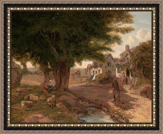 Jessica Landseer Village Scene (possibly Colickey Green, Essex) Framed Print