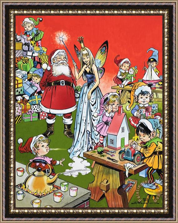 Jesus Blasco Santa Claus Toy Factory Framed Painting