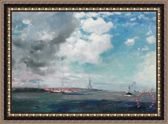 JH Hay New Brighton from the Mersey Framed Print