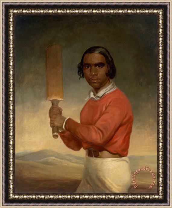 J.M. Crossland Portrait of Nannultera, a Young Poonindie Cricketer Framed Painting