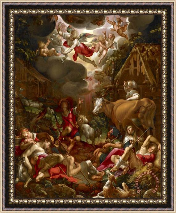 Joachim Anthonisz Wtewael Annunciation to The Shepherds Framed Print