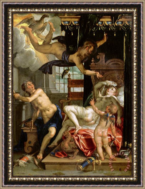 Joachim Anthonisz Wtewael Jupiter And Danae Framed Painting