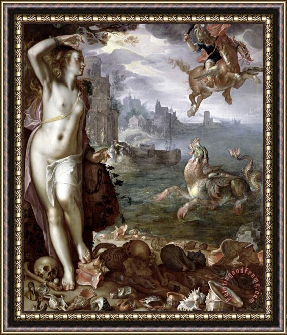 Joachim Anthonisz Wtewael Perseus Rescuing Andromeda Framed Print
