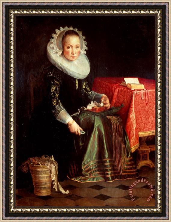 Joachim Anthonisz Wtewael Portrait of Eva Wtewael (1607 1635) Framed Painting