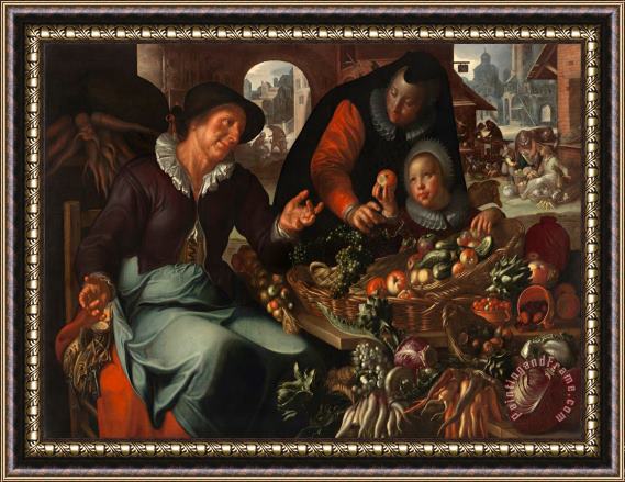 Joachim Anthonisz Wtewael The Fruit And Vegetable Seller Framed Painting