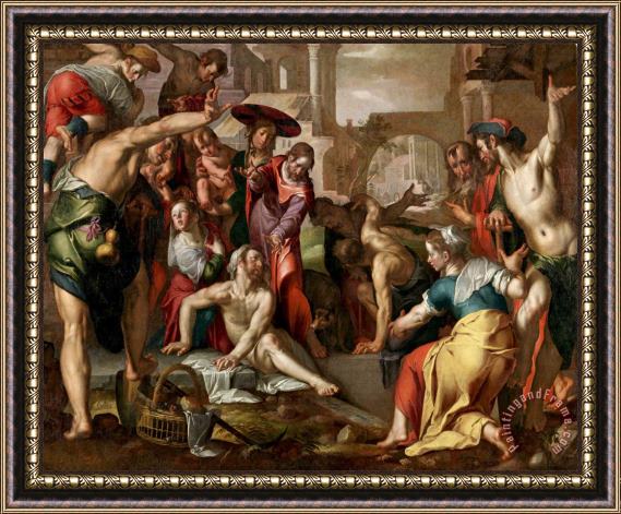 Joachim Anthonisz Wtewael The Raising of Lazarus Framed Painting