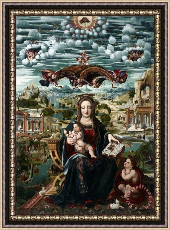Joan de Burogunga II Mare De Deu, El Nen Jesus I Sant Joanet Framed Painting