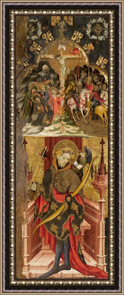 Joan Mates Calvary And Saint Sebastian Framed Painting