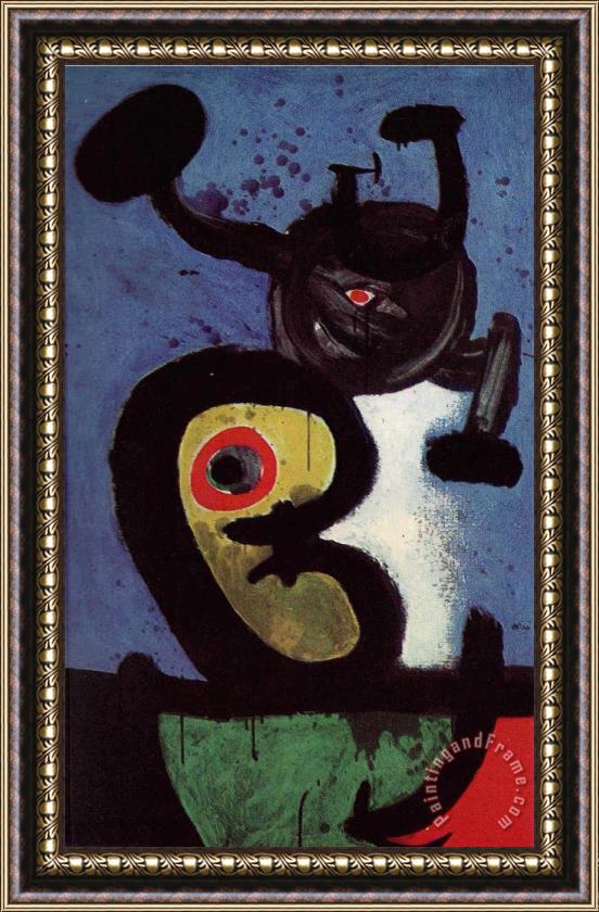Joan Miro Character And Bird in The Night, 1967 Framed Print