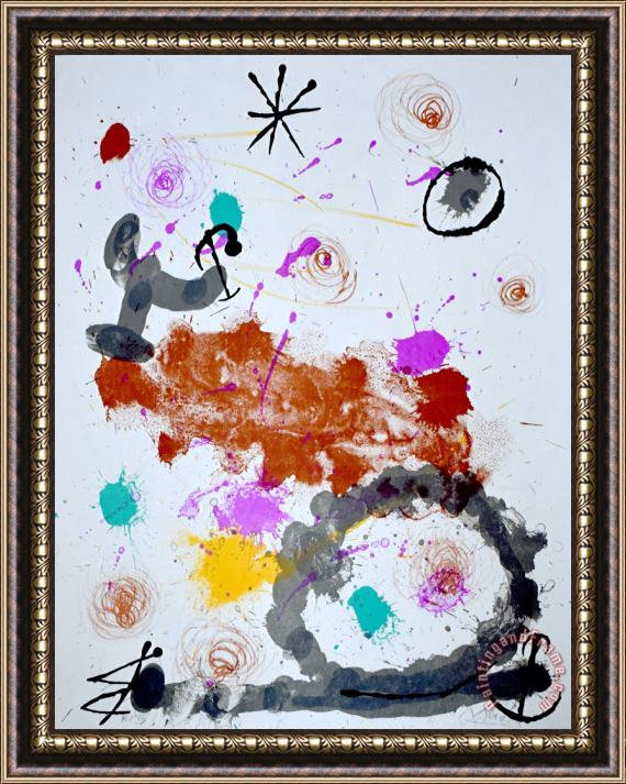 Joan Miro Composition Iii, From a Few Flowers for Friends Quelques Fleurs Pour Des Amis, 1964 Framed Painting