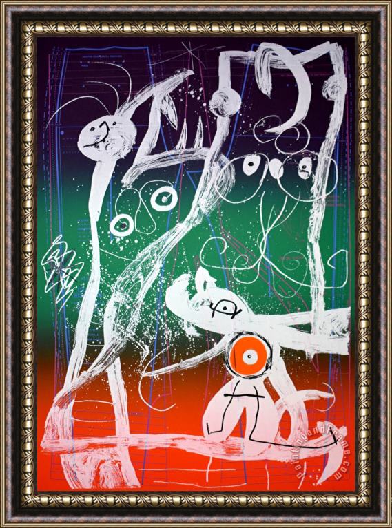 Joan Miro Fashion Frenzy 'blue, Red, Green Le Delire Du Couturier Bleu, Rouge, Vert, 1969 Framed Painting