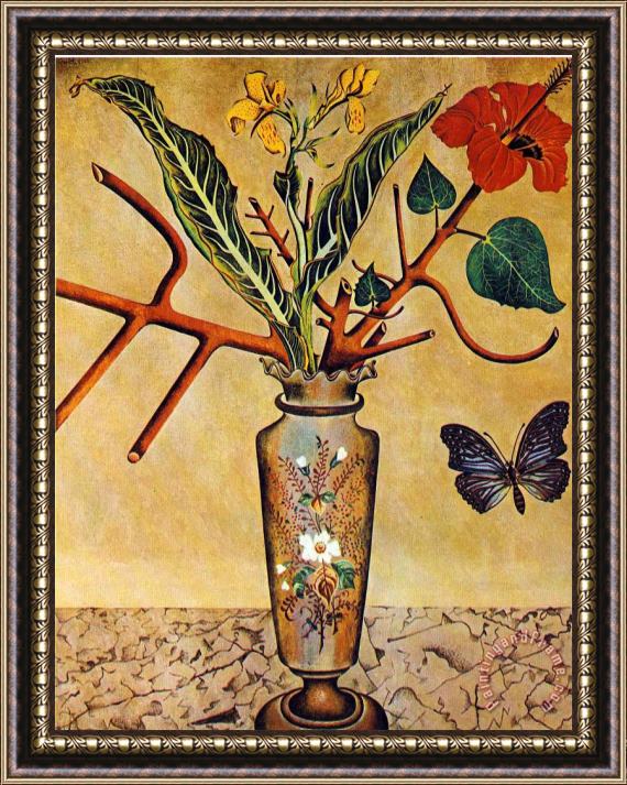 Joan Miro Flowers And Butterfly Framed Print