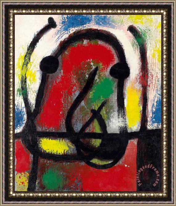 Joan Miro Personnage, 1965 Framed Painting
