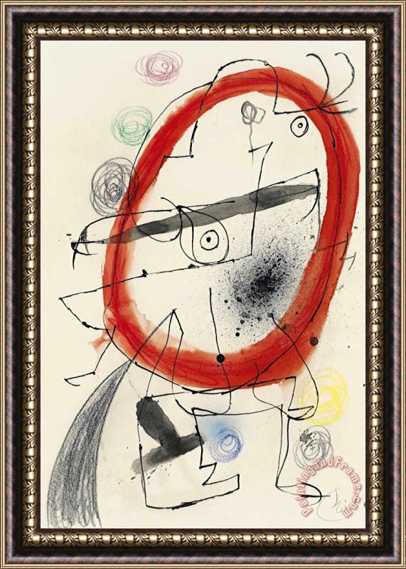 Joan Miro Personnage, Oiseaux, 1971 1976 Framed Painting