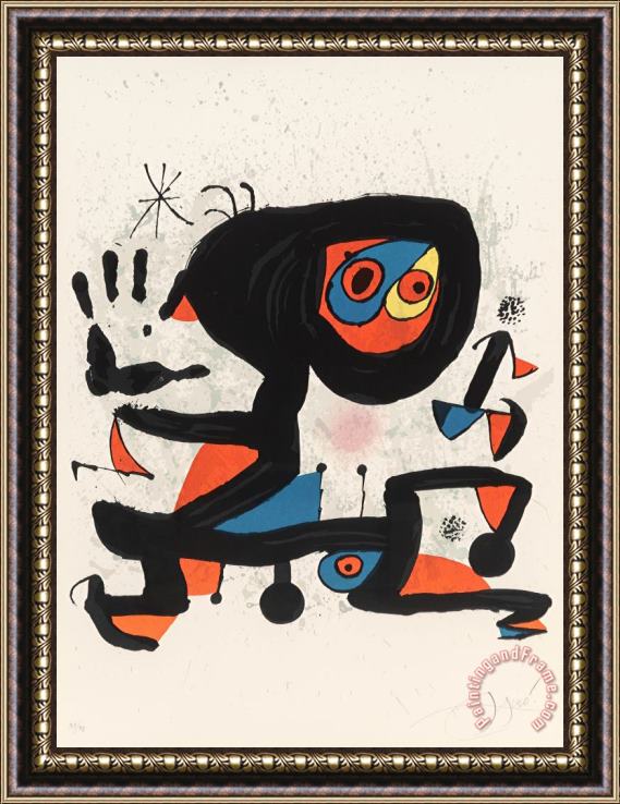 Joan Miro Poster for Unesco, Human Rights, 1974 Framed Painting