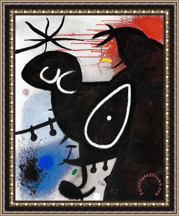 Joan Miro Tete, Oiseau, Etoile, 1976 Framed Painting