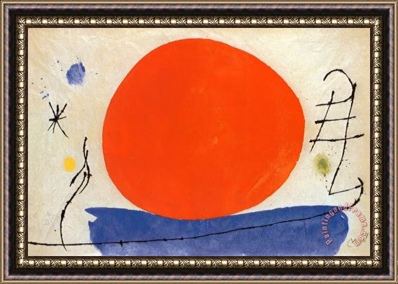Joan Miro The Red Sun Framed Painting