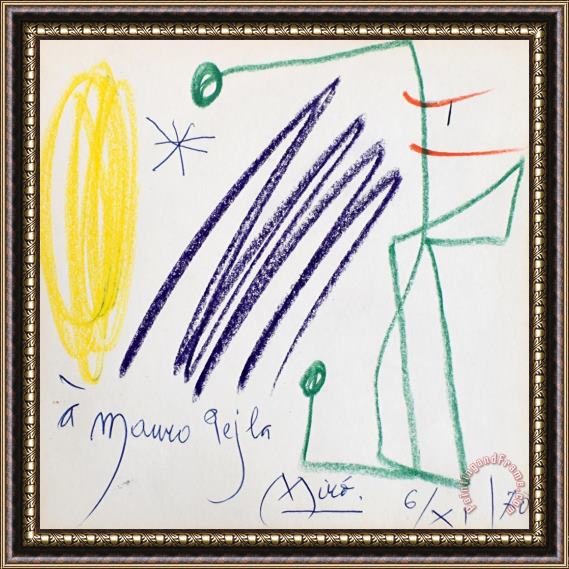 Joan Miro Untitled (mauro Pejla) Sans Titre, 1970 Framed Painting