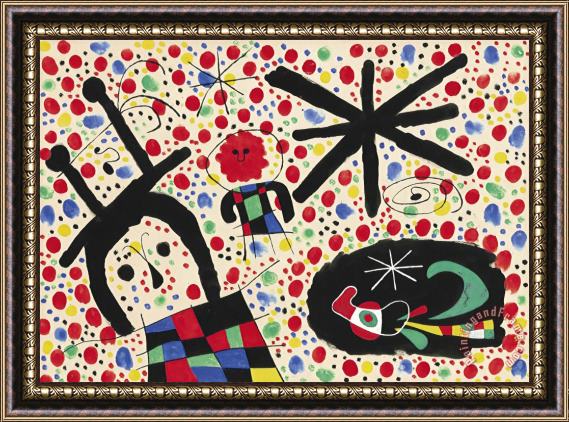 Joan Miro Untitled (personnages, Etoiles), 1953 Framed Print