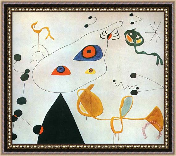 Joan Miro Woman And Bird in The Night Framed Painting