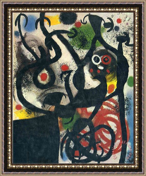 Joan Miro Women And Birds in The Night Framed Painting
