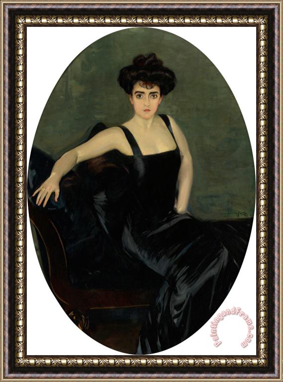 Joaquin Sorolla y Bastida Portrait of Mrs. Esperanza Conill De Zanetti Framed Painting