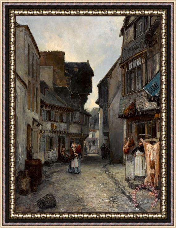 Johan Barthold Jongkind A Street in Landerneau Framed Print