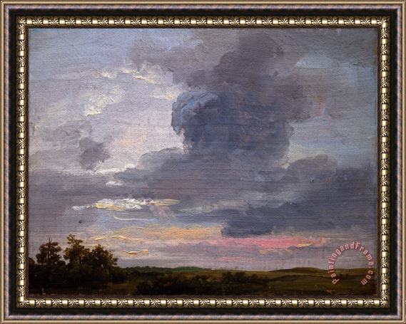 Johan Christian Dahl Cloud Study Over Flat Landscape Framed Print